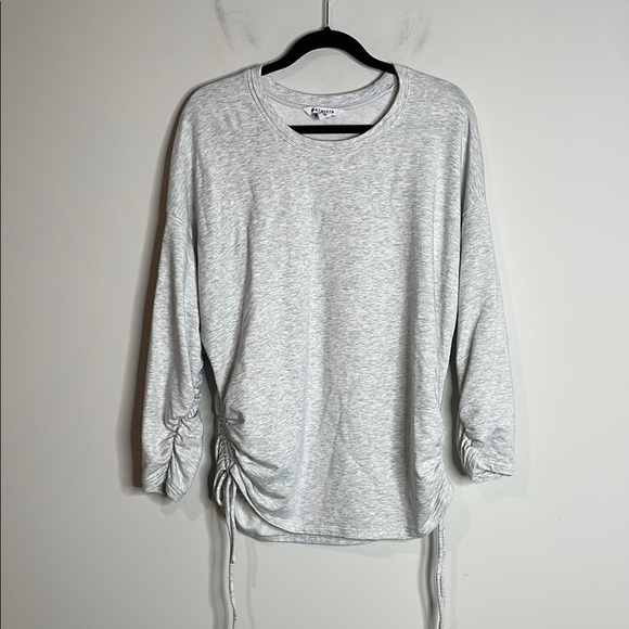 Athleta | Lombard Grey Soft Ruched Side & Cuff Sweatshirt Tie Sides Size XL - Picture 2 of 7
